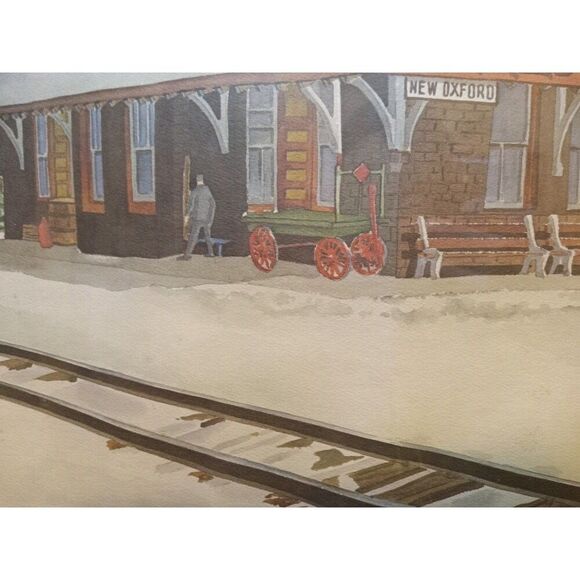 Vintage Framed Print "KENNEDY '81" Called "NEW OXFORD TRAIN STATION" - Picture 10 of 12